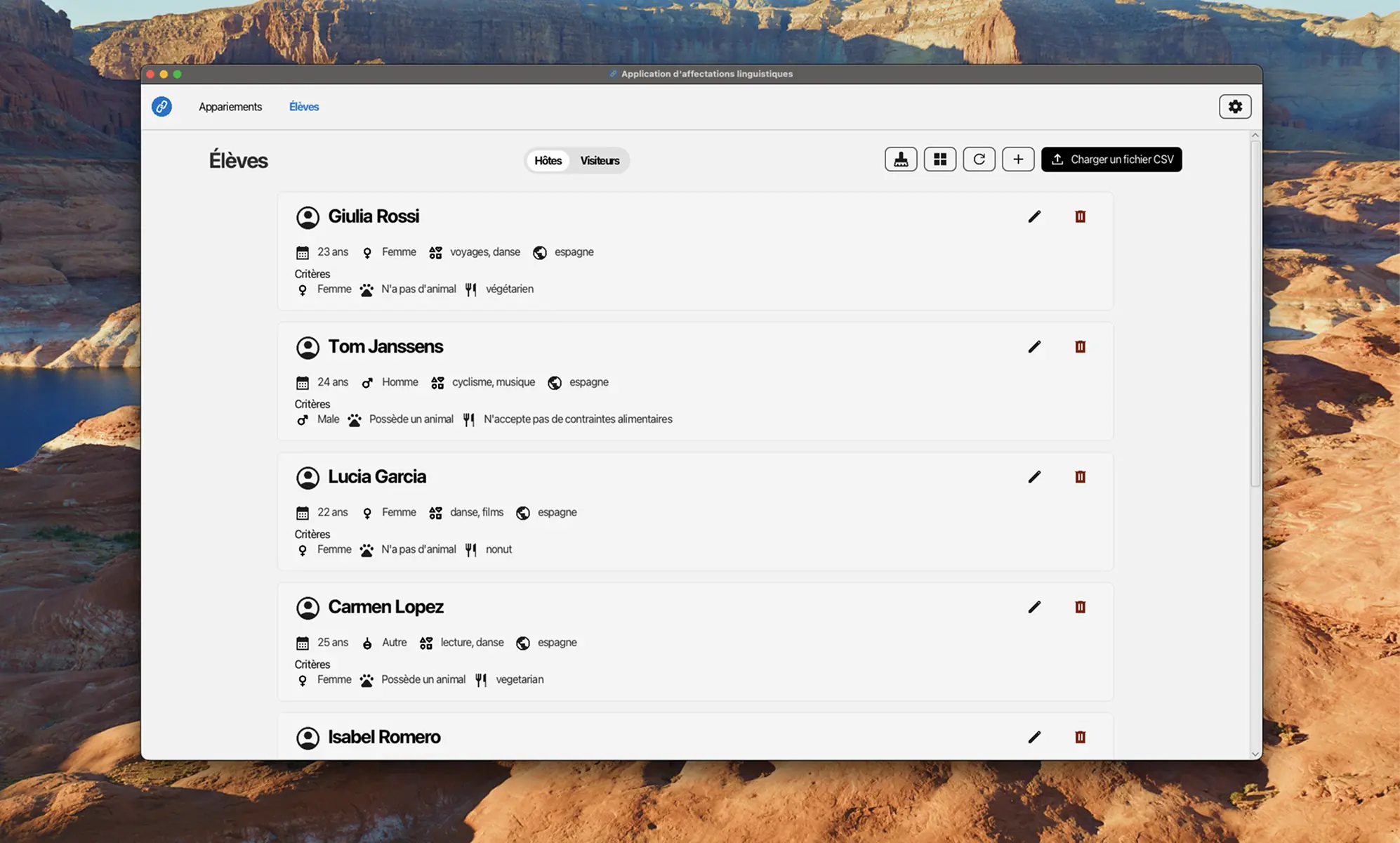 Screenshot of Application d'aide à la décision
